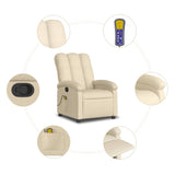 Massage Recliner Chair Cream Fabric - Low Angle