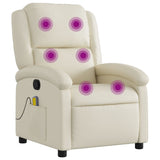 Massage Recliner Chair Cream Faux Leather - Front View