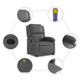 Massage Recliner Chair Grey Faux Leather - Rear View