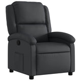Recliner Chair Black Real Leather - Front View