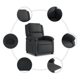 Recliner Chair Black Real Leather - 45-Degree Angle