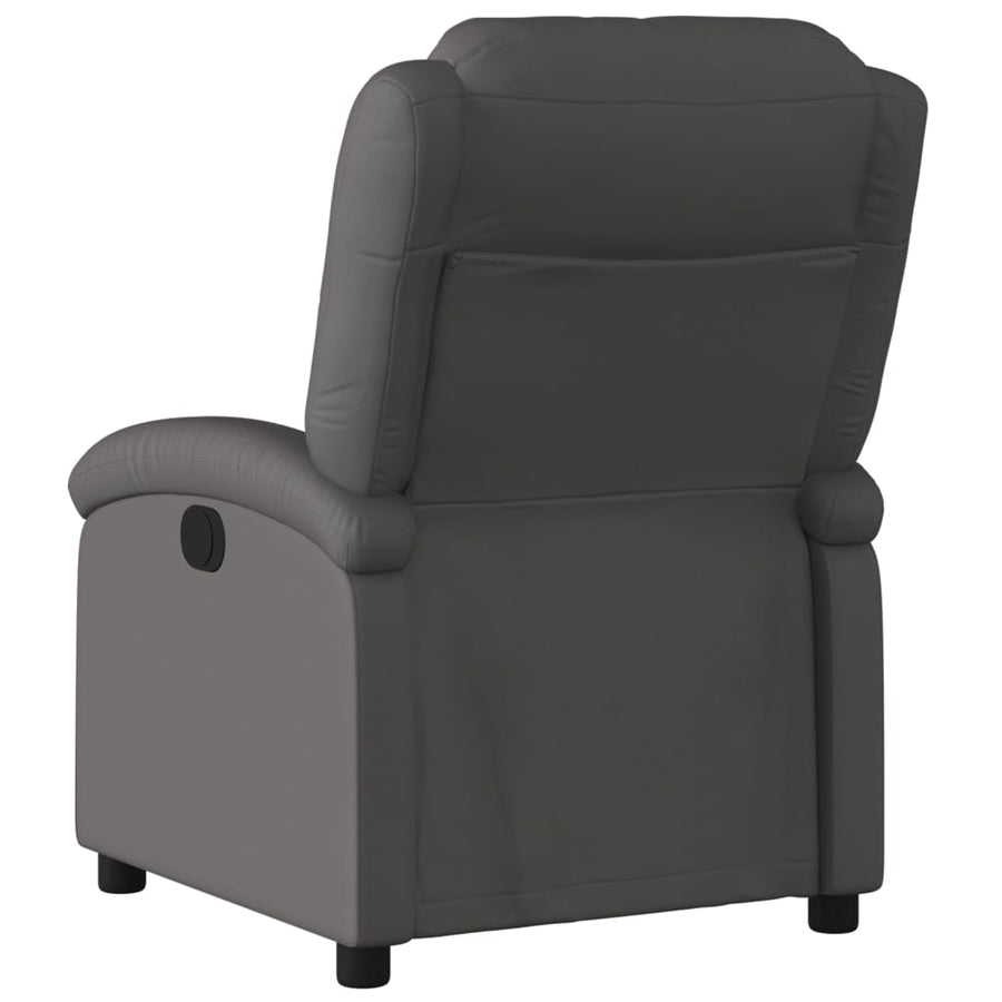 Recliner Chair Grey Real Leather