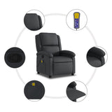 Massage Recliner Chair Black Real Leather - Rear View