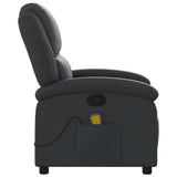 Massage Recliner Chair Black Real Leather - Low Angle