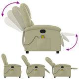 Massage Recliner Chair Cream Real Leather - 45-Degree Angle