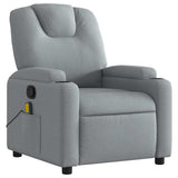 Massage Recliner Chair Light Grey Fabric - Side View