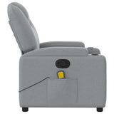 Massage Recliner Chair Light Grey Fabric - Low Angle