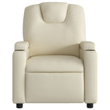 Massage Recliner Chair Cream Faux Leather - Close-Up Angle