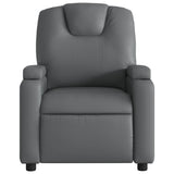 Massage Recliner Chair Grey Faux Leather - Side View