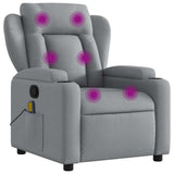 Massage Recliner Chair Light Grey Fabric - Front View