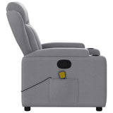 Massage Recliner Chair Light Grey Fabric - Low Angle