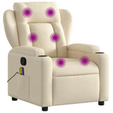 Massage Recliner Chair Cream Fabric - Front View