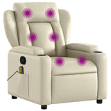 Massage Recliner Chair Cream Faux Leather - Front View