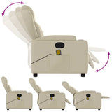 Massage Recliner Chair Cream Faux Leather
