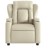 Massage Recliner Chair Cream Faux Leather - Close-Up Angle