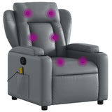 Massage Recliner Chair Grey Faux Leather - Front View