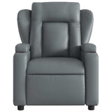 Massage Recliner Chair Grey Faux Leather - Close-Up Angle