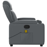 Massage Recliner Chair Grey Faux Leather - Low Angle