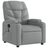 Massage Recliner Chair Light Grey Fabric - Side View