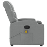 Massage Recliner Chair Light Grey Fabric - Low Angle