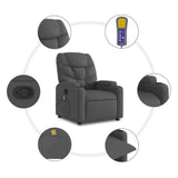 Massage Recliner Chair Dark Grey Fabric - Rear View