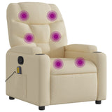 Massage Recliner Chair Cream Fabric - Front View