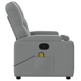 Massage Recliner Chair Light Grey Fabric - Low Angle