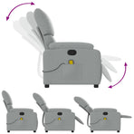 Massage Recliner Chair Light Grey Fabric