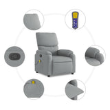 Massage Recliner Chair Light Grey Fabric - Rear View