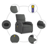 Massage Recliner Chair Dark Grey Fabric - Rear View