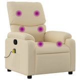 Massage Recliner Chair Cream Fabric - Front View