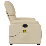 Massage Recliner Chair Cream Fabric - Low Angle