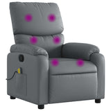 Massage Recliner Chair Grey Faux Leather - Front View