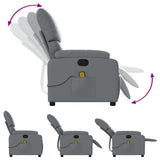Massage Recliner Chair Grey Faux Leather - 45-Degree Angle