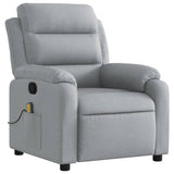 Massage Recliner Chair Light Grey Fabric - Side View