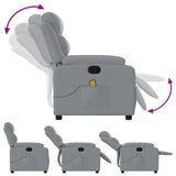 Massage Recliner Chair Light Grey Fabric - 45-Degree Angle
