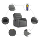 Massage Recliner Chair Dark Grey Fabric - Rear View