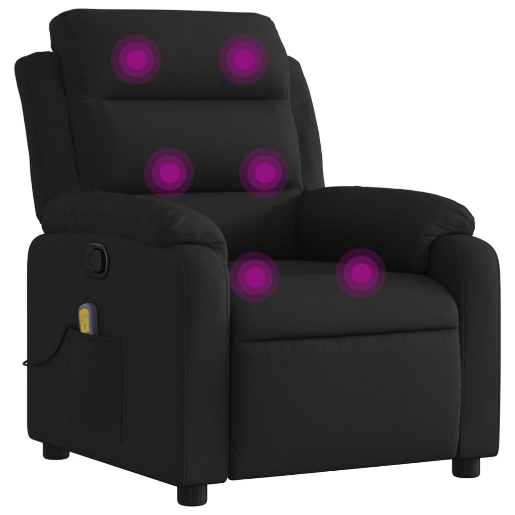 Massage Recliner Chair Black Fabric