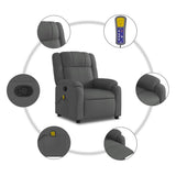 Massage Recliner Chair Dark Grey Fabric - Rear View