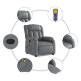 Massage Recliner Chair Grey Faux Leather - Rear View