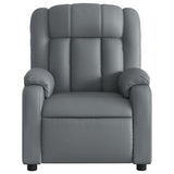 Massage Recliner Chair Grey Faux Leather - Close-Up Angle