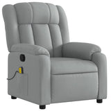 Massage Recliner Chair Light Grey Fabric - Side View