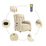 Massage Recliner Chair Cream Fabric - Rear View