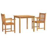 3 Piece Garden Dining Set Solid Wood Acacia - Front View