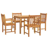 5 Piece Garden Dining Set Solid Wood Acacia - Front View