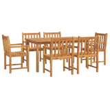 7 Piece Garden Dining Set Solid Wood Acacia - Front View