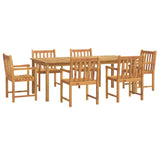 7 Piece Garden Dining Set Solid Wood Acacia - Front View