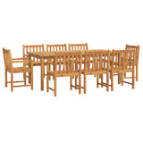 9 Piece Garden Dining Set Solid Wood Acacia - Front View