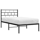 Metal Bed Frame without Mattress with Headboard Black 90x190 cm