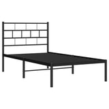 Metal Bed Frame without Mattress with Headboard Black 90x190 cm